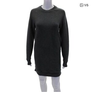 Varley Womens Side Zipper Long Sleeves Sweater Dress Gray Cotton Size Extra Smal